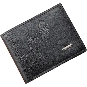 Slim Wallet for Men with Zipper, Bifold Design, PU Leather, Clip, Carteras Para Hombres Black E