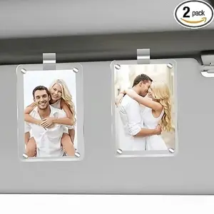 【Father's Day Gift】2 Piece Car Picture Holder, Acrylic Magnetic Personalized Photo Holder Car Accessories Car Photo Holder Car Visor Clip, Personalized Car Picture Frame, Suitable For Adding Family Or Personal Photos