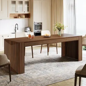 Spaco Dining Table for 6-10, Farmhouse Wooden Kitchen Table with Heavy Duty Legs, 78.7-Inch Rectangular Long Dinner Table for Dining Room, Living Room, Walnut