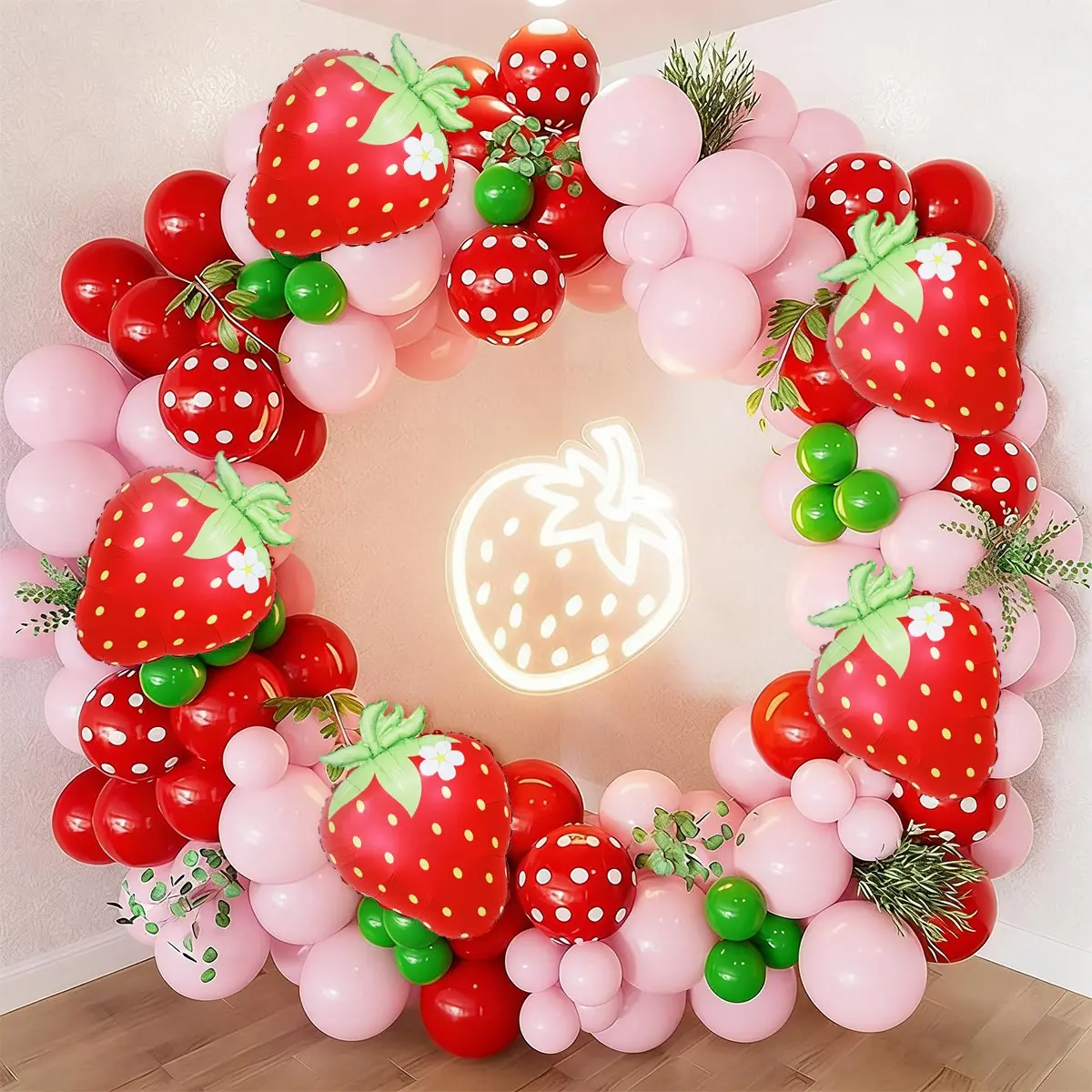 117pcs Strawberry Balloon Garland Arch Set, Perfect for Strawberry Theme Birthday Parties, Strawberries Party Decorations, Balloon Arch Kit, Balloon Arches Decorations