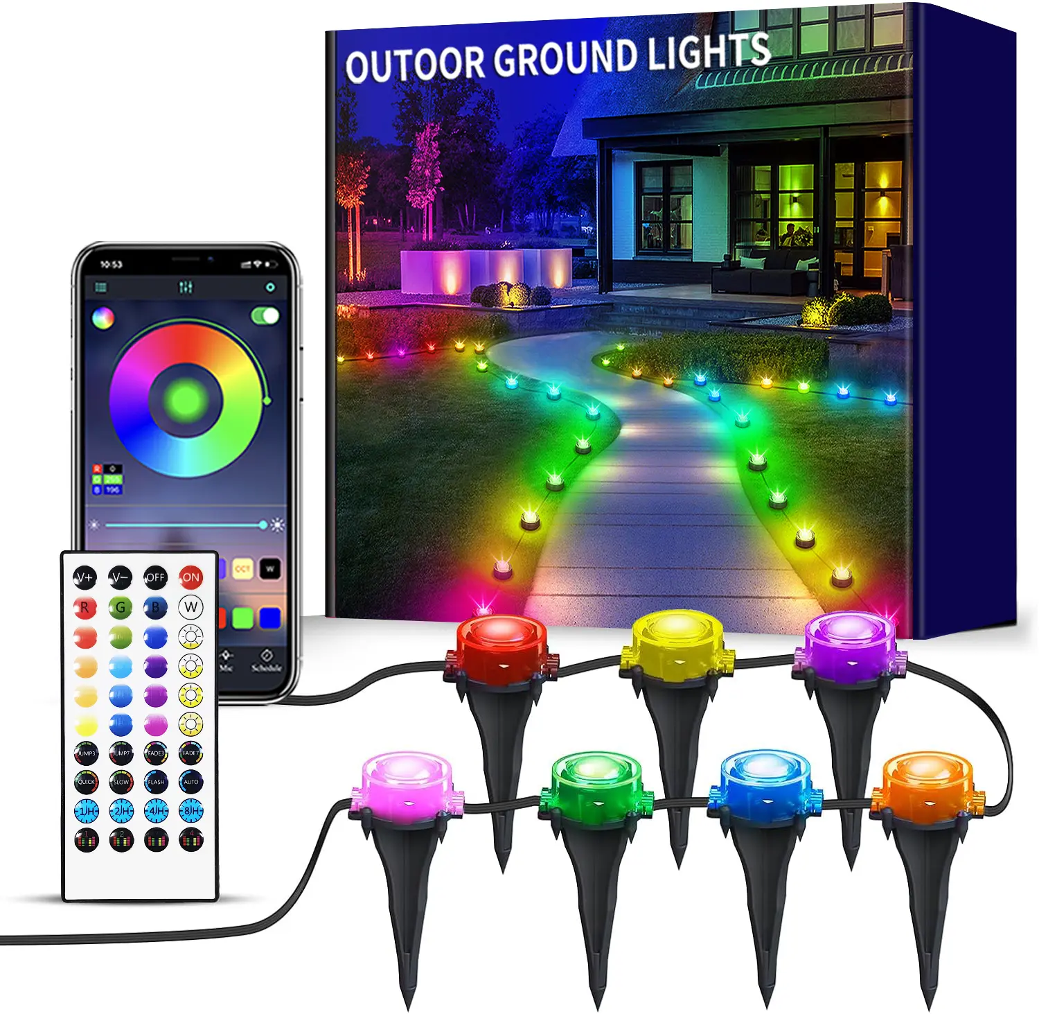 ARTBLEPRO RGB LED Pathway Lights Outdoor, Smart App & Remote Control Color Changing Landscape Lights, IP67 Waterproof Ground Lights for Yard Lawn Patio Garden Holiday Christmas Halloween Decorations, Outdoor Lamp, Garden Decorative Light
