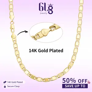 New 14K Gold-Plated Figaro Chain Necklace for Men - 6mm Wide, 20/24 inch Italian-Style Cuban Link, Tarnish-Free Nano Coating, Hip-Hop & Everyday Layering Jewelry  Holiday Gifts for Family, Friend