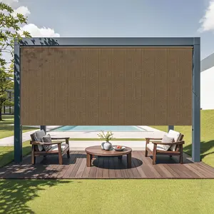 HOMEDEMO Outdoor Roller Shades for Patio,  Roll up Shade for Outside，UV Protection&Privacy,Versatile Outdoor Use,Sun Roller Shade Cloth Roll Blinds Cordless Waterproof for Porch Gazebo Pergola Balcony Backyard