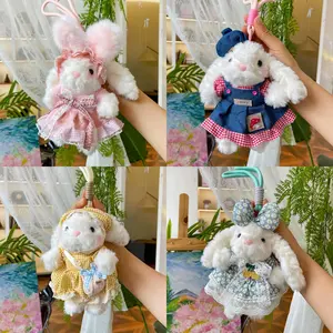 Cute Plush Keychain Accessories Purse Charms High-Value Lop-Eared Rabbit Pendant Plush Toy Bunny Small Doll Couple Backpack Pendant Doll Keychain Figurine