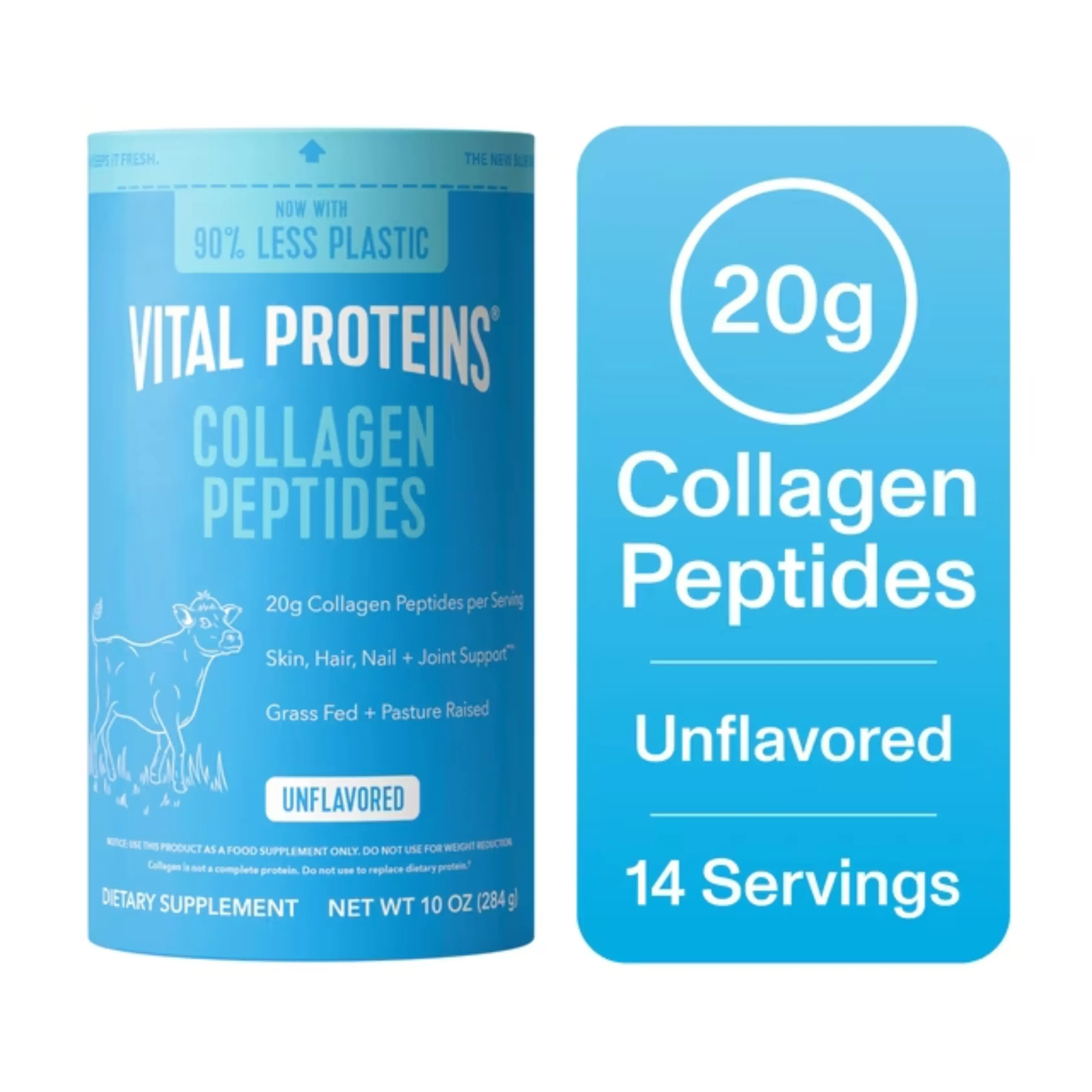 Vital Proteins Collagen Peptides Powder Supplement for Hair, Skin and Nails, Unflavored Collagen Support, 10 oz