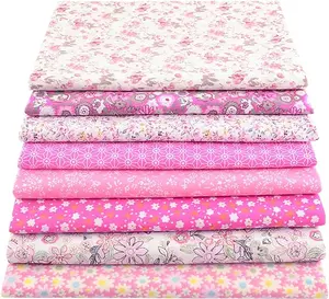 100% Cotton Fabric for Sewing(8 Pieces)20"x20", Floral Craft Fabric, Breathable Fabric for Sewing, Bundle Squares Fabric, Fat Quarters Fabric Bundles, DIY Patchwork, Pre-Cut Quilting Fabric(Pink)