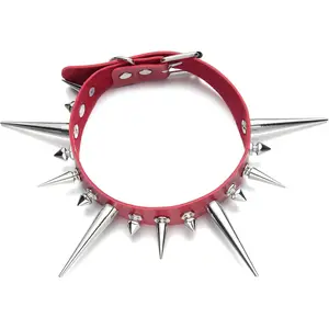 Goth Necklaces Long Spiked Choker Punk Rock  Halloween Costume  Gothic Accessories