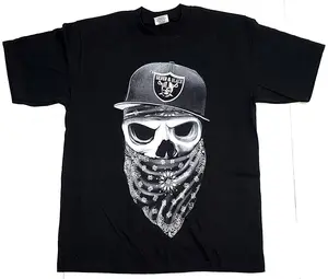 RAIDER NATION T-shirt Raiders Silver Black Men's Tee New, Graphic tees, Streetwear, Men gifts, Short sleeve, T Shirt for Men, cotton, Top, Menswear
