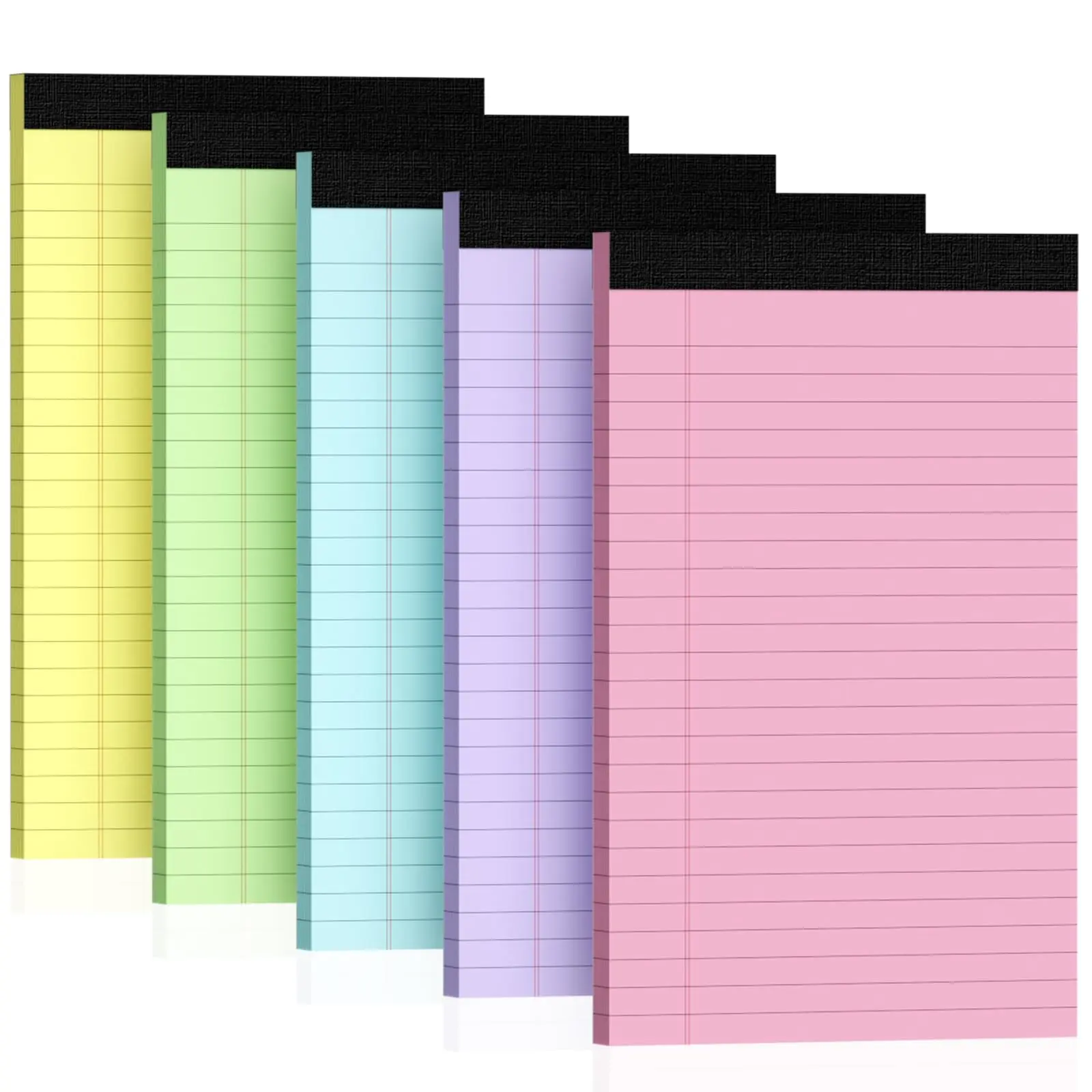 Assorted Colors Boxed Lined Notebooks, Premium 5-Pack 5x8 In College Ruled Perforated Writing Pads, 30 Sheets Each, 80gsm Thick Smooth Art Paper, Black Cardstock Accents, Ideal for School & Office Use, Assorted Colors Notebooks, Art Paper Notebooks