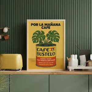 Vintage Cafe Bustelo Coffee Wall Art Poster, Retro Coffee Poster, Spanish Home Decor, Hispanic Latino Coffee Art, Debi Tirar Mas Fotos Art
