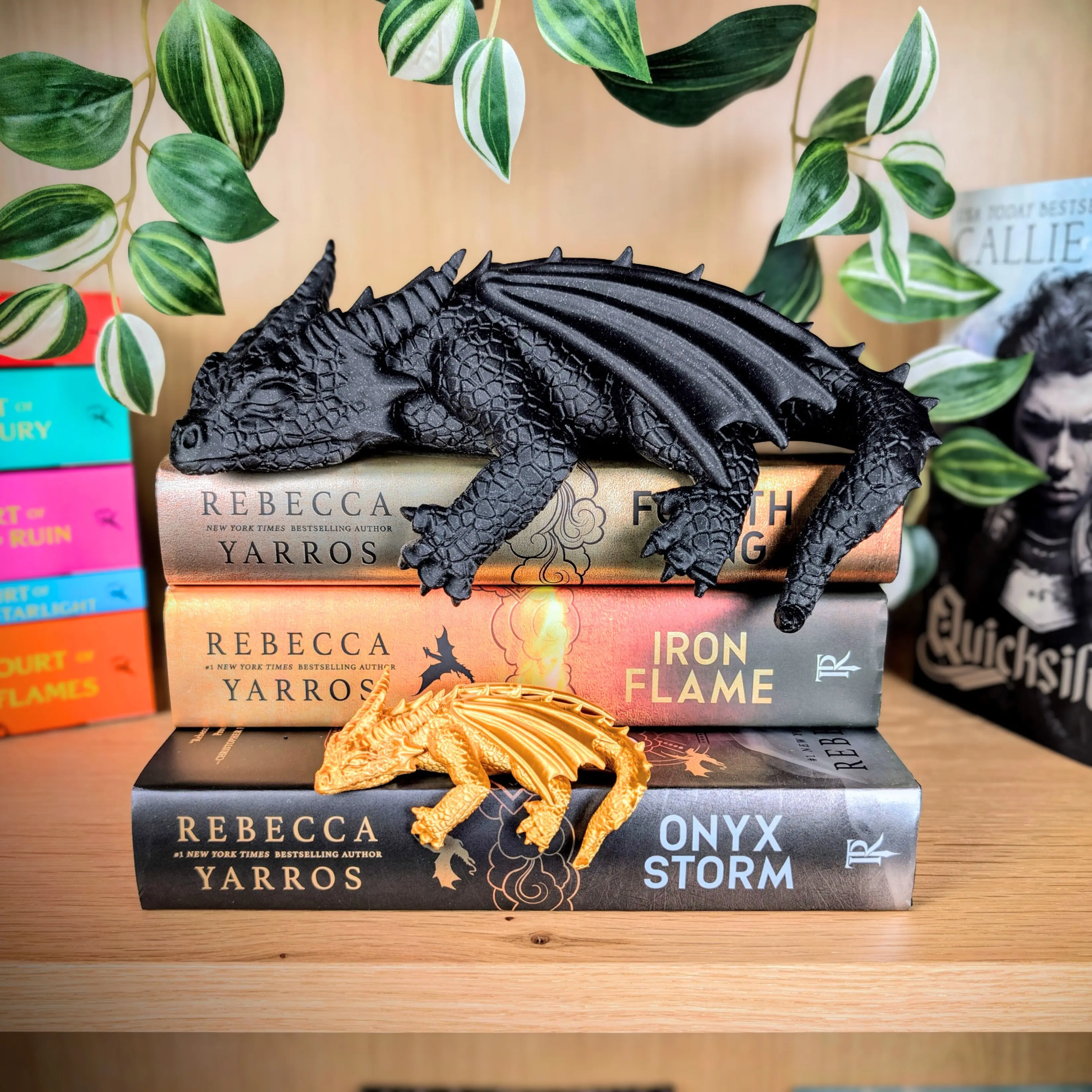 Tairn & Andarna Inspired Bookshelf Dragons | Fourth Wing Dragon Bookish Decor | Aesthetic Fantasy Bookshelf Decor | Dragon Statues