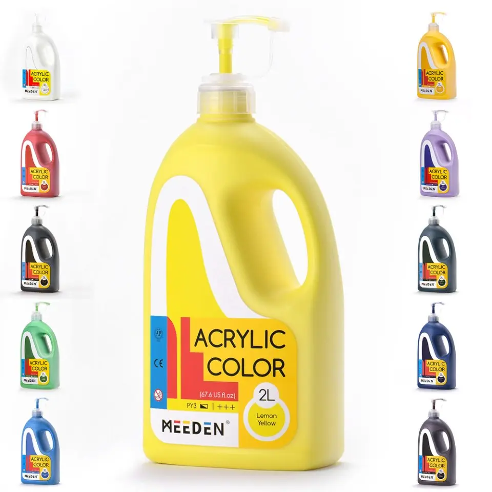 MEEDEN Black Acrylic Paint: Extra-Large 2L /67 oz Black Liquid Paint - Perfect for Acrylic Poured Paintings, Studio, Art Class, Wall Painting & Painting Party