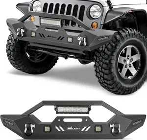 Nilight Front Bumper Compatible for 2007-2018 Wrangler JK/JKU 2018-2025 JL/JLU 2020-2025 Gladiator JT with 72W LED Bar 2 x 18W Pod 2X 18W Single Row Winch Plate rigid industries, Vehicle Truck Car