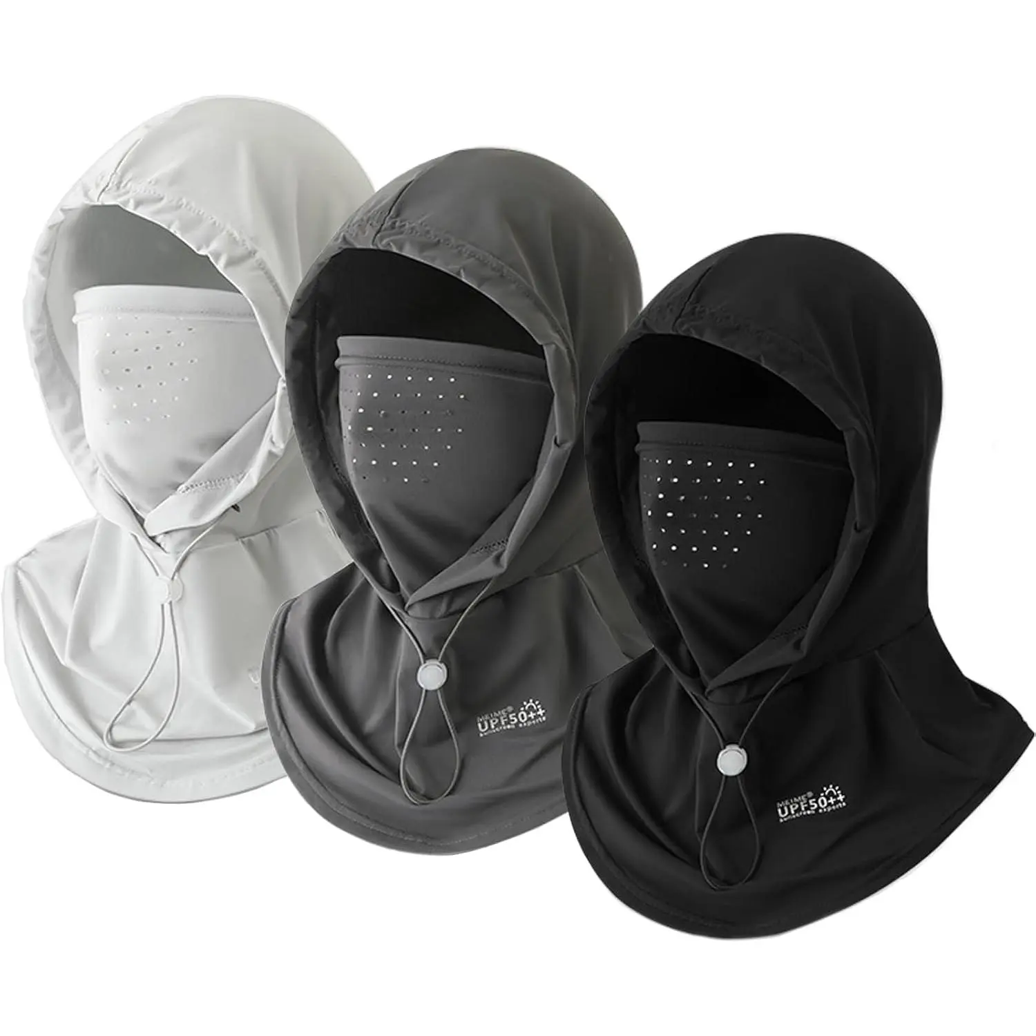 Unisex 3-Pack Polyester Balaclava Face Mask - 3-in-1 Cooling Sporty Face Cover with Vented Mesh, Adjustable UPF 50+ UV Protective, Anti-Odour, 1-Size for Biking, One Size