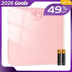 OVUTEK Bathroom Scale for Body Weight, Highly Accurate Digital Weighing Machine for People, Upgraded Batteries Included, Compact Size, LED Display, High Standards Sturdy Tempered Glass, 400lb, Pink