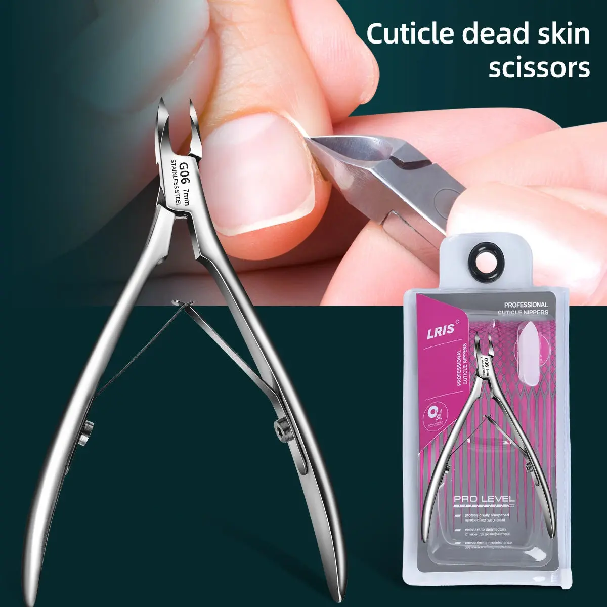 Professional Stainless Steel Double-Fork Cuticle Scissors with Compact Handle, Salon-Grade Manicure & Nail Care Tool