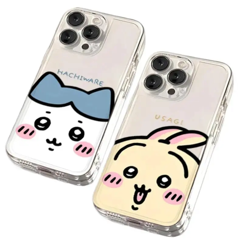 Chiikawa Big-Headed Cute Transparent Animal Phone Case - Handheld Protection Casing for iPhone 17 Air,16,15,14,13,12,11 Pro Max Plus, Shockproof Mobile Phone Accessories, Ideal Christmas Gift, Smartphone