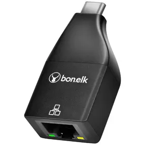 Bonelk Compact USB-C to RJ45 Gigabit Ethernet Adapter - Black