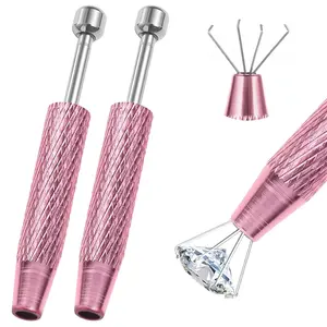 2 PCS Piercing Ball Grabber Tool, 4-Claw Stainless Steel Jeweler Pick Up Tools, Septum Ball Screw Tool for Piercing Changing/Removal/Holder, Earring Pearl Grabber for Jewelry/Electronic Components