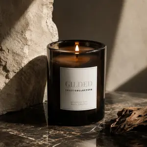 Ember Collective Gilded Candle — Rosewood & Black Smoke | Luxury Scented Candle, Small-Batch, 40-50 Hr Burn