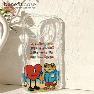 Fun cartoon beach heart frog B-S phone case, suitable for iPhone 17/16/15/14/13/12/11/Pro/Pro Max/Plus/X/XS/XS Max, a Christmas gift for friends, family, and