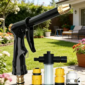 High Pressure Washer Set with 3 Connectors and Foam Gun, Portable Water Gun, Long Handle Car Wash Foam Gun, Suitable for Washing Cars, Flowers, Cleaning, Car Wash Kit, Car Wash Equipment, Car Foam Sprayer, Car Wash Accessories