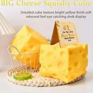 Big Cheese Squishys Toy, Giant Cheese Squishys Cheeses Block-Squishy Big Butter-Squishy Cheeses Shaped Squeeze Toy Food Theme Soft Stretch Sensory for Adults Home Offices Workers