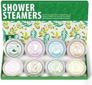 Shower Steamers Aromatherapy - Christmas Gifts for women 8 Pack Pure Essential Oil Shower Bombs for Home Spa Bath Self Care, Gift Set Stress Relief and Relaxation Gifts for Her Stocking Stuffers Green