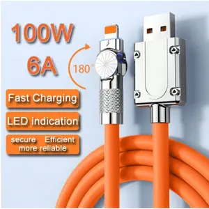 Charger Cable with 90° Rotation - Liquid Silicone - iPhone 14 13 12 11 X - Fast Charging Mobile Electronic Games Cellphone Smartphone