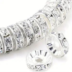200pcs Spacer Beads, 8mm Loose Beads for Jewelry Making, DIY Bracelet Crafting Supplies ring circular partition bead wheel bracelet accessories accessories Electroplating, Diy Mix Beads