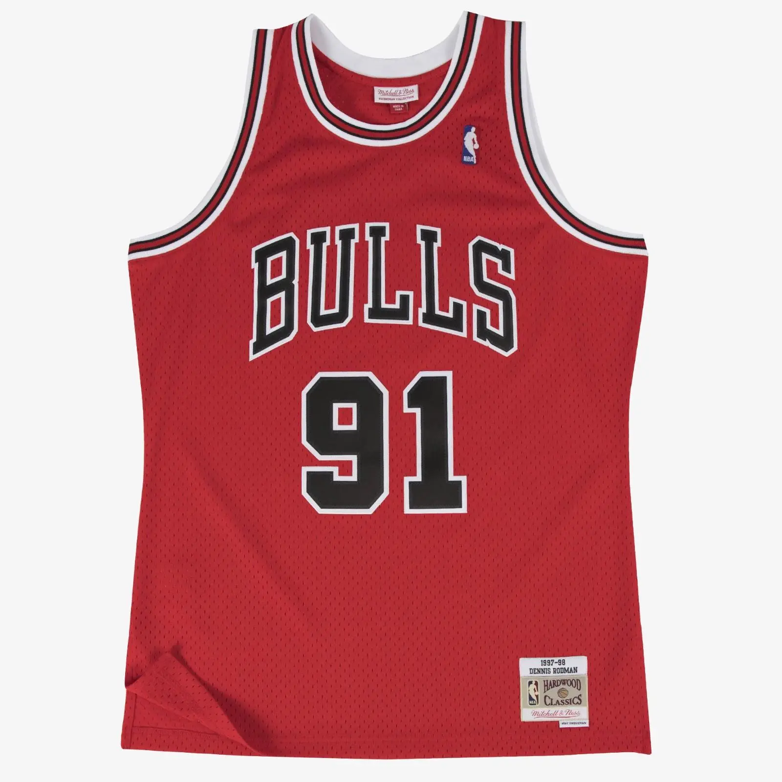 Dennis Rodman Chicago Bulls 1997-98 Red Swingman Player Jersey NBA Throwback Basketball Hardwood Classics Fan Gear Mitchell & Ness