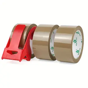3-Roll Pack Brown Heavy-Duty Waterproof PP Packaging Tape, 1.88" x 65Y, Coffee-Brown Adhesive Sealing Tape for Moving, School, Office, Home, and Factory Use