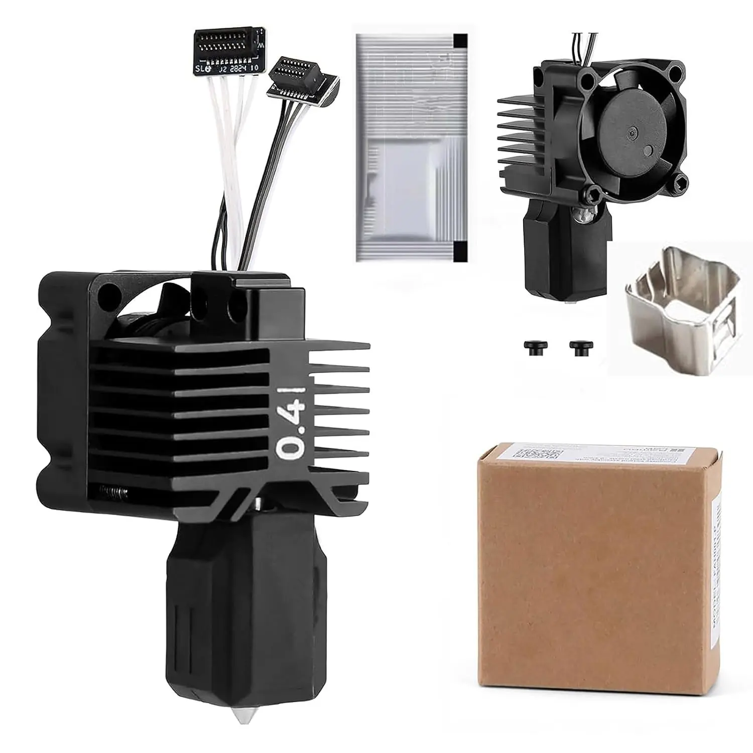Bambou LAB P1P, P1S Hotend Complete Kit for P1 Series 3D Printer,Full Assembly Hardened Steel Hot End with Fan,Thermistor, Ceramic Heater, 0.4mm Nozzle Extruder Heating Block Replacement.
