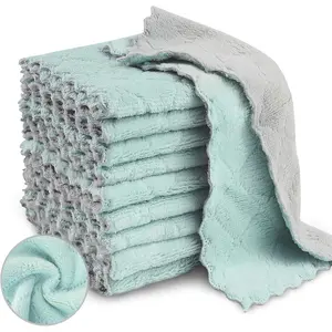 20 Pack Kitchen Dish Cloths, Super Absorbent Microfiber Cleaning Cloth for Cleaning Dishes, Kitchen, Bathroom,  (Grey & Green)