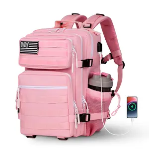 25L Military Tactical Backpack for Women, Molle Army Assault Pack with Water Cup Bag (Pink-25L)