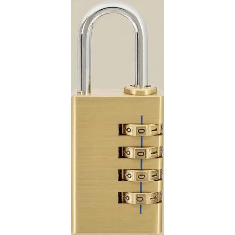 30mm Brink's 4-Dial Resettable Combination Padlock - No Keys Required, Solid Brass Chrome-Plated Metal, Hardened Steel Cut-Resistant Shackle (1200 lbs Cut Strength), Weather-Resistant Heavy-Duty, Secure Mechanism, School & Outdoor Use Container Accessory