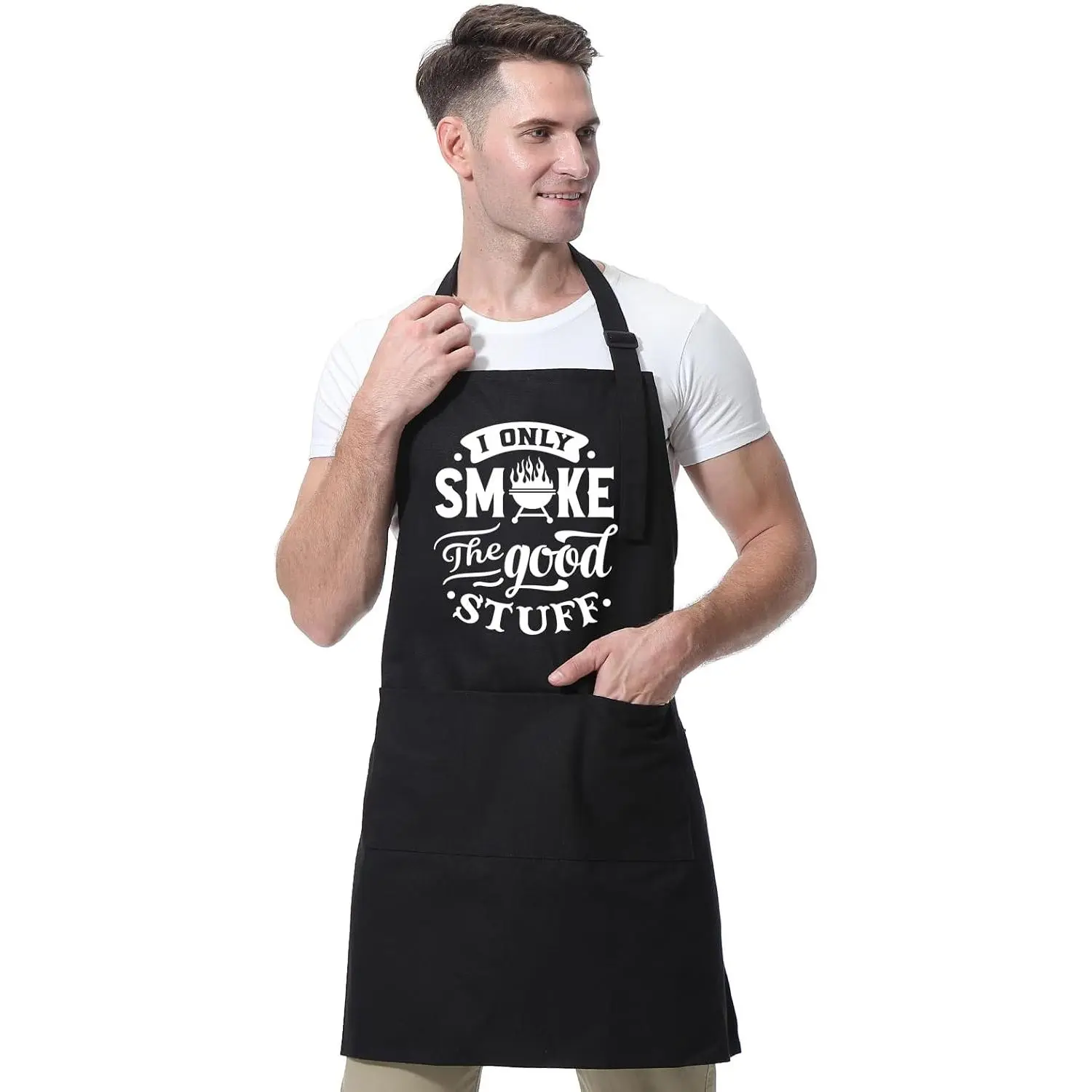【summervibes】Backyard  Funny Grilling Aprons for Men w/2 Pockets - BBQ Apron for Men - Thanksgiving, Christmas, Birthday, Cooking, Grilling Gifts for Men Husband Boyfriend Dad Brother Friends Him, Chef Cooking Apron