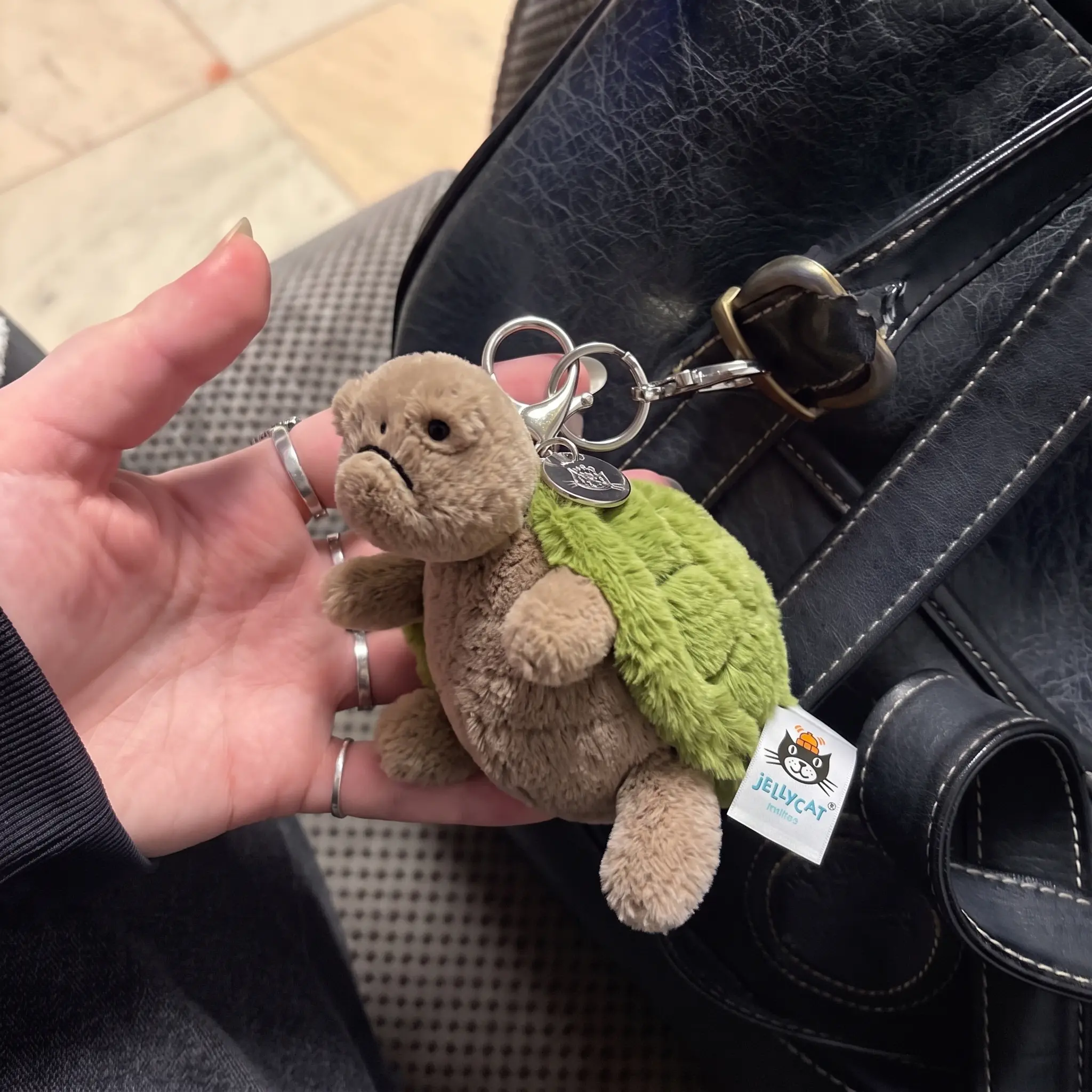 JELLY CAT Timmy Turtle Plush Charm - Cute Soft Keychain, Women's Sun Bag Accessory, Cloud-Themed Jewelry for Women, Bag Chains and Charms Gift
