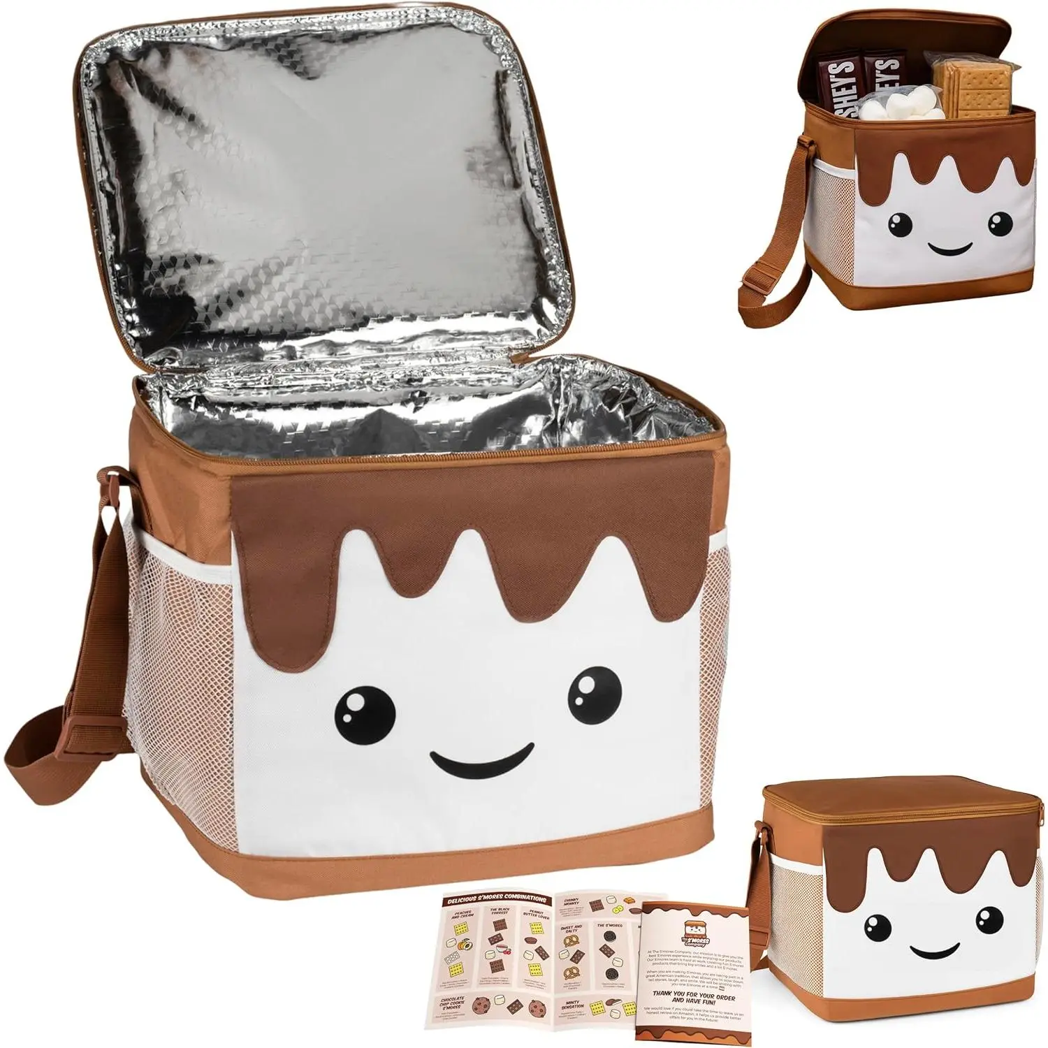 Baby-Friendly Smores Caddy - Large Insulated Foldable Marshmallow Cooler Bag, Smores Kit for Fire Pit, Cute Collapsible Bag for Camping, Picnic, Affordable, Insulated Fabric, No