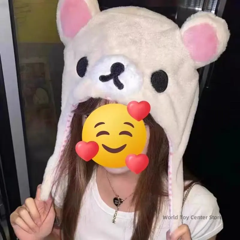 Kawaii Rilakkuma Korilakkuma Bear Ushanka Hat Cute Winter Hat For Women Girls Boys Kids Cartoon Anime Cap Gorras Gifts