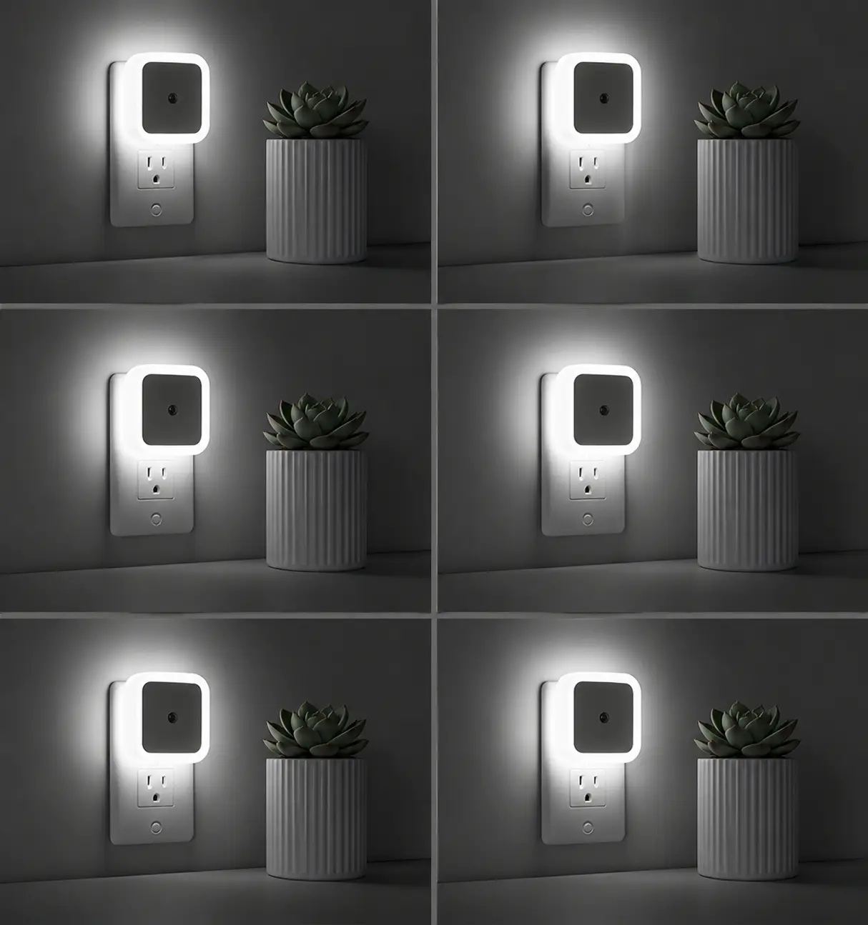 Plug in Night Light, Dusk to Dawn LED Nightlight 6-Pack, Warm White Smart Wall Lights for Bedroom, Bathroom, Hallway, Kitchen, Stairs and Kids Room, Energy Efficient & Compact