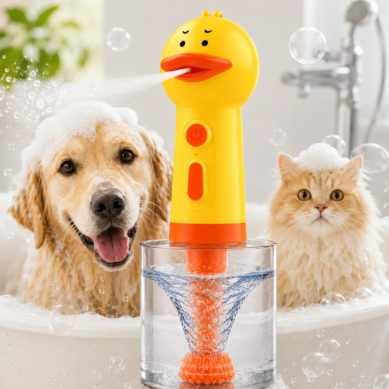 Waterproof Compact Universal Electric Pet Foam Soap Dispenser - Auto Mix Dog Shampoo Sprayer, Hands-Free Cleaner for Pet Bath, Home Grooming, Sprayers