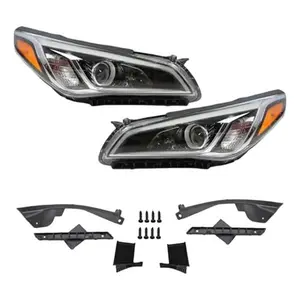 Nakkaa Pair Halogen Headlights w/o Bulbs Compatible with Sonata 2015-2017 Modern SONATA Left/Right Driver & Passenger Side Headlamp Assembly Replacement 92101C2000 92102C2000