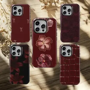 Burgundy Phone Case Moody Elegant Deep red Cover for iPhone 17 16 15 14 13 12 11 Pro Max (print)