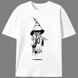 Dark Art Scarecrow Wizard T-Shirt |   Dark Art Tattoo Style Tee for Halloween & Fantasy Fans