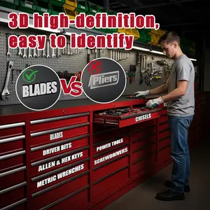 21 Pack Magnetic Toolbox Labels, Ultra Strong Heavy Duty 3D Printed Magnetic Tool Box Labels, Reusable Durable Tool Organization Labels for Toolbox Drawers (Black)