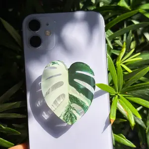 Rare Monstera Albo Variegated Plant Phone Grip Holder, Green Leaf Phone Grip , Plant lovers Phone Stand, Phone Accessories, Christmas Gift