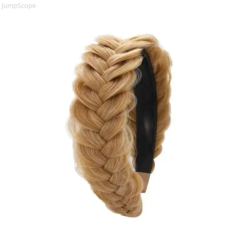 2026 Sandy Gold High-Elastic Braided Wide Messy Weave Headband - Unisex Everyday Hair Accessory for Indoor Recreation, Sports & Outdoor Leisure Use, Daily, Casual, All, High Stretch