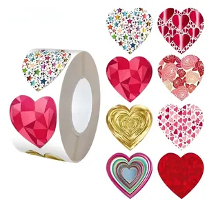 1000 Valentine's Day heart shaped stickers with various heart pattern themes, cute simple style, matte coated paper material, suitable DIY packaging, decoration, gifts, wedding gifts blessing stickers