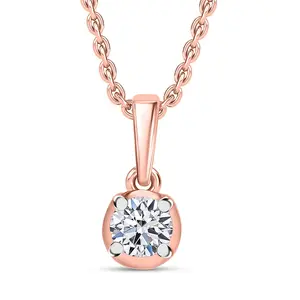 Luxuriant Lab Grown Diamond I2 0.20 ctw Pendant Necklace 20 Inches in 18K Vermeil Rose Gold Over Sterling Silver Christmas Gifts